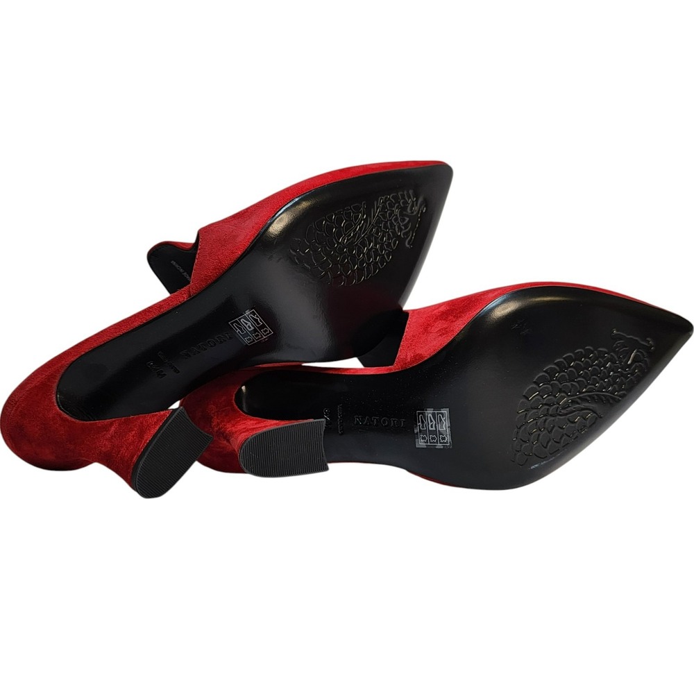 Natori Minh Brocade Red Suede Pointed Toe Mules Size 8.5 – New in Box - Picture 6 of 11